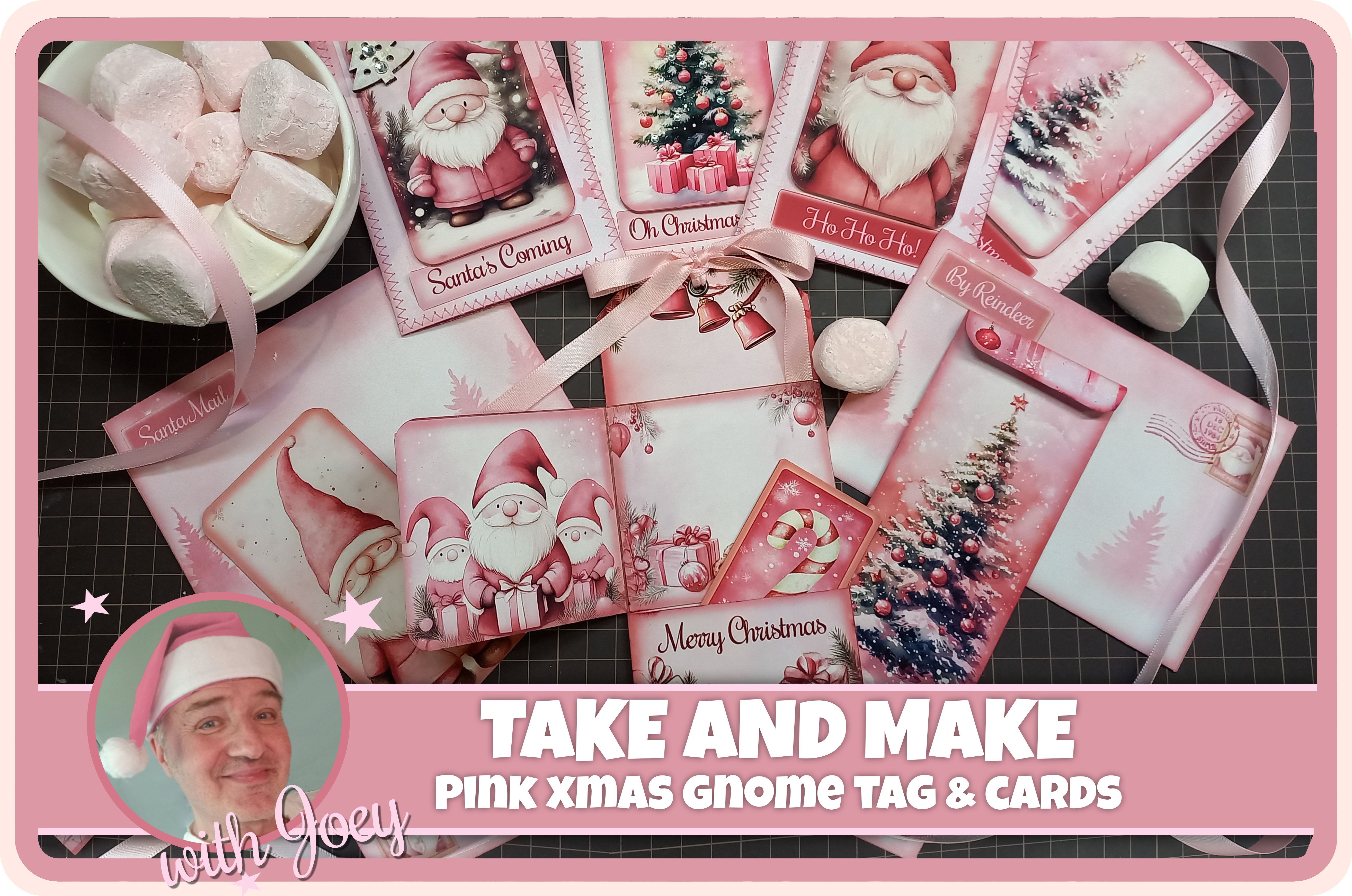 Take and Make: Pink Christmas Gnomes Flip-Flop Tag and Cards
